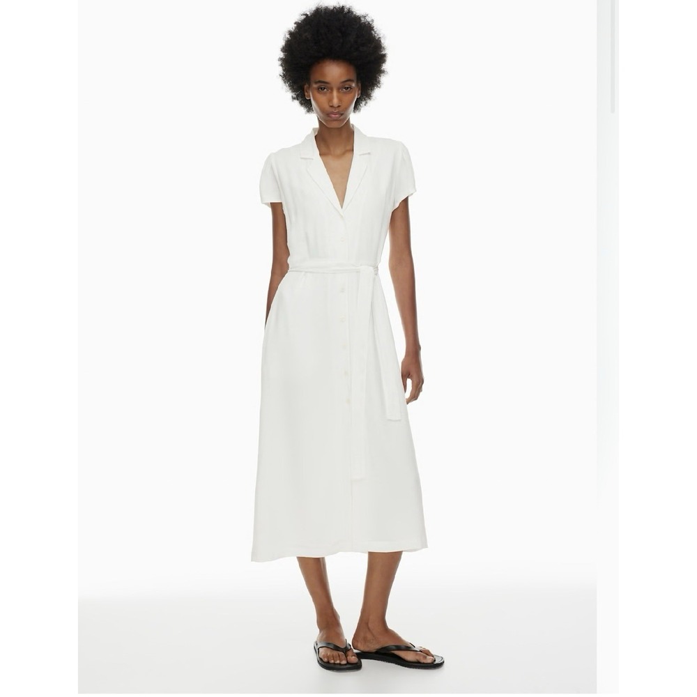 Women's Aritzia Light Birch Wilfred Shirt Dress‎ Lined Pockets Midi Sz Large NWT